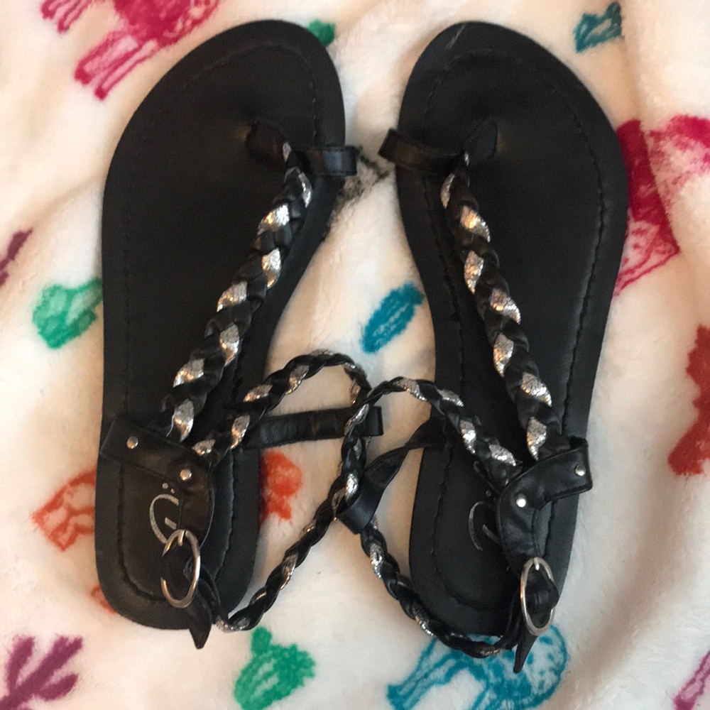 Black and Silver Sandals